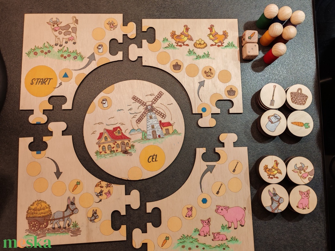 Fa társasjáték - A tanya  - játék & sport - táblajáték és kártyajáték - társasjátékok - dobókocka - Meska.hu