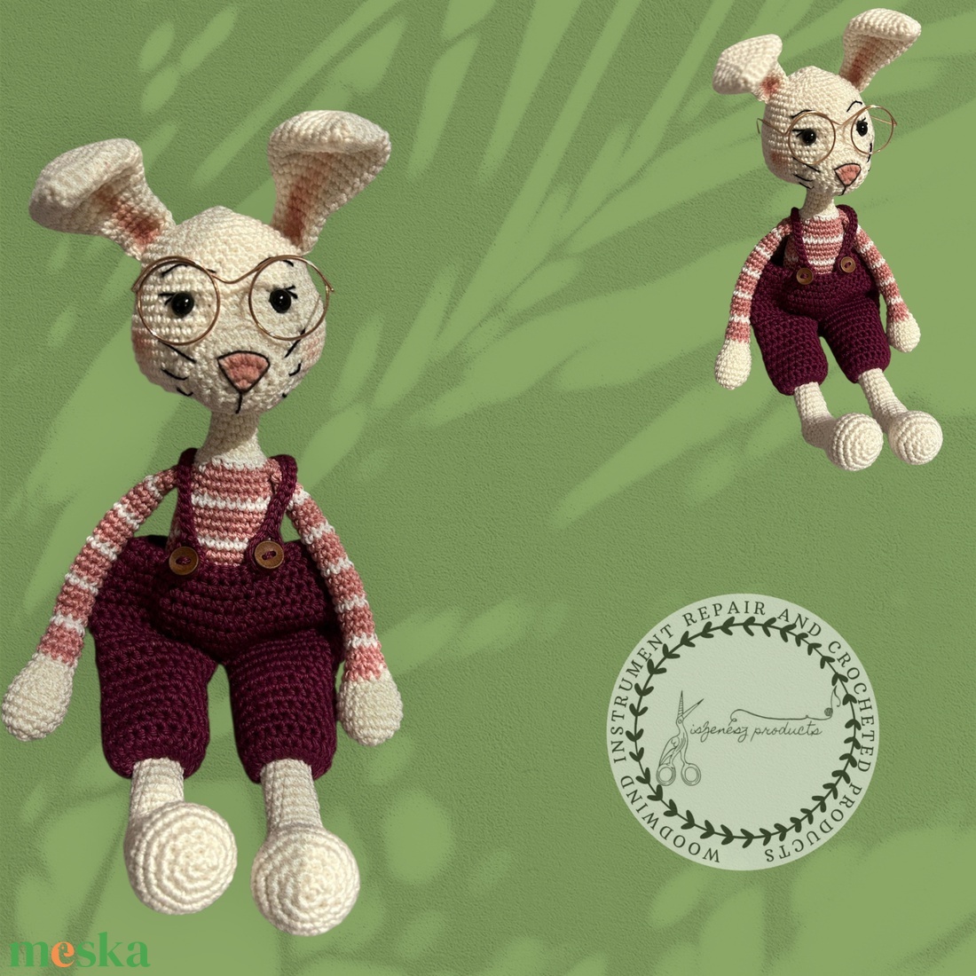 Horgolt szemüveges nyuszi - játék & sport - plüssállat & játékfigura - nyuszi - Meska.hu