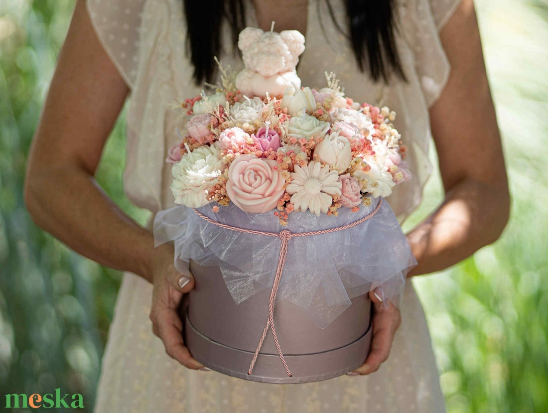 Virággyertya box  - kellékek & szerszámok - dekorációs kellékek - dekorációs gyertya - Meska.hu