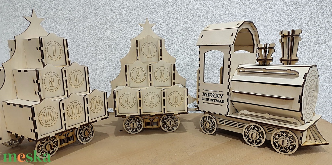 Adventi kalendárium -Vonat vagonokkal forma - karácsony - adventi díszek - adventi naptár - Meska.hu