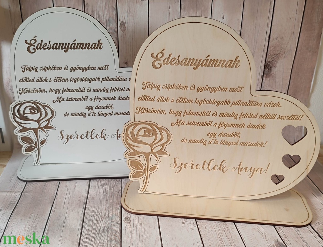 Szülőköszöntő gravírozott talpas szív - esküvő - emlék & ajándék - szülőköszöntő ajándék - Meska.hu
