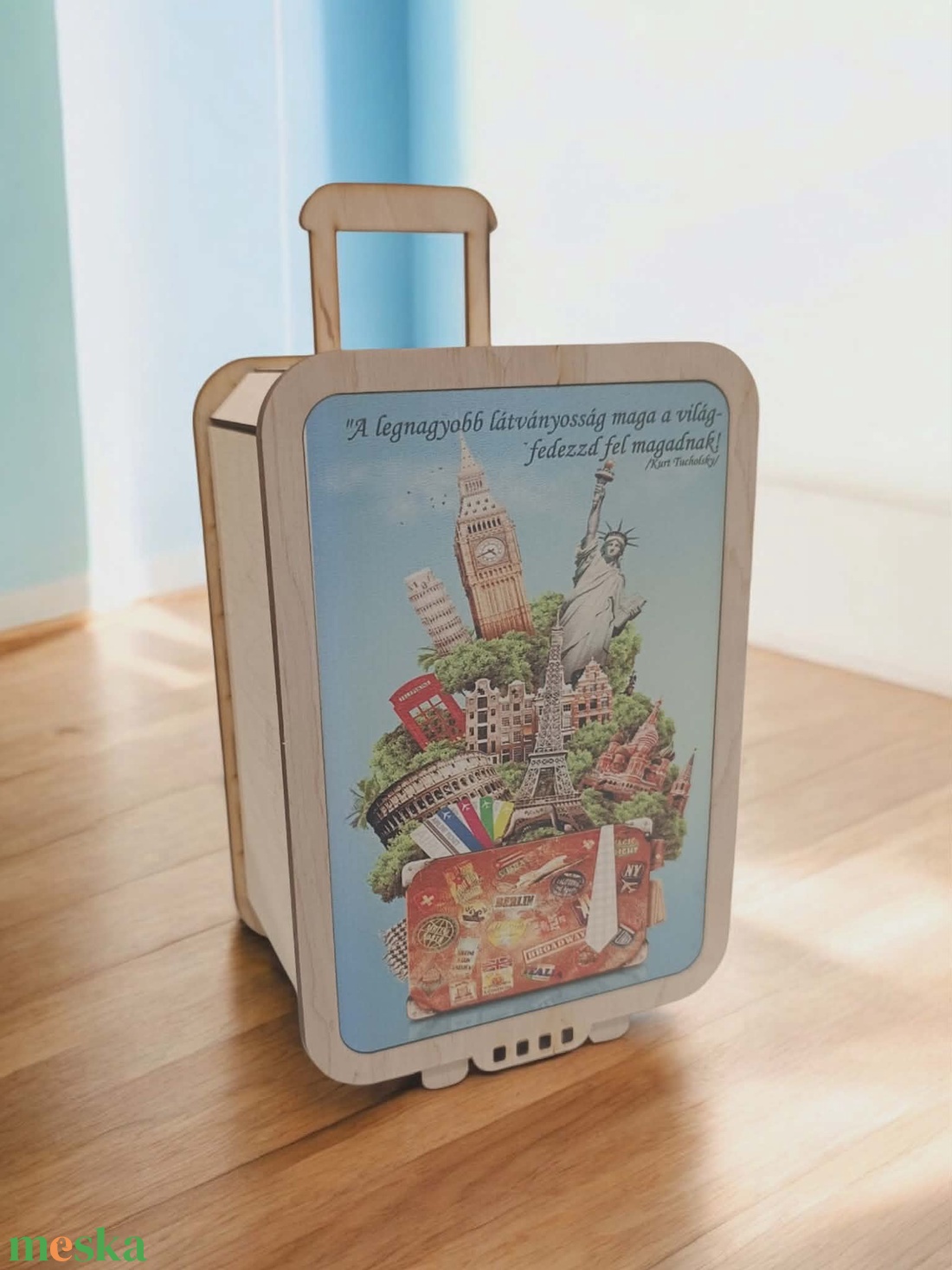 Fa bőrönd formájú persely � Utazásra gyűjtök! kiadás - otthon & életmód - dekoráció - asztal és polc dekoráció - persely - Meska.hu