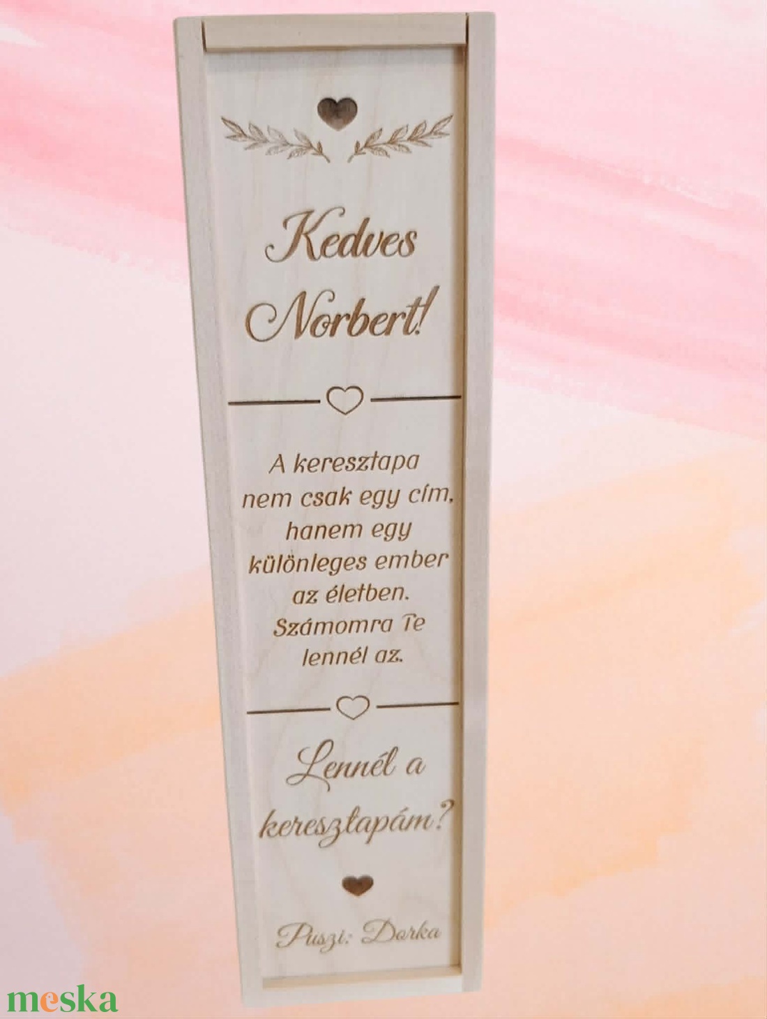 Keresztszülő felkérő bortartó - baba - mama - keresztelő kellékek - keresztszülő felkérő - Meska.hu