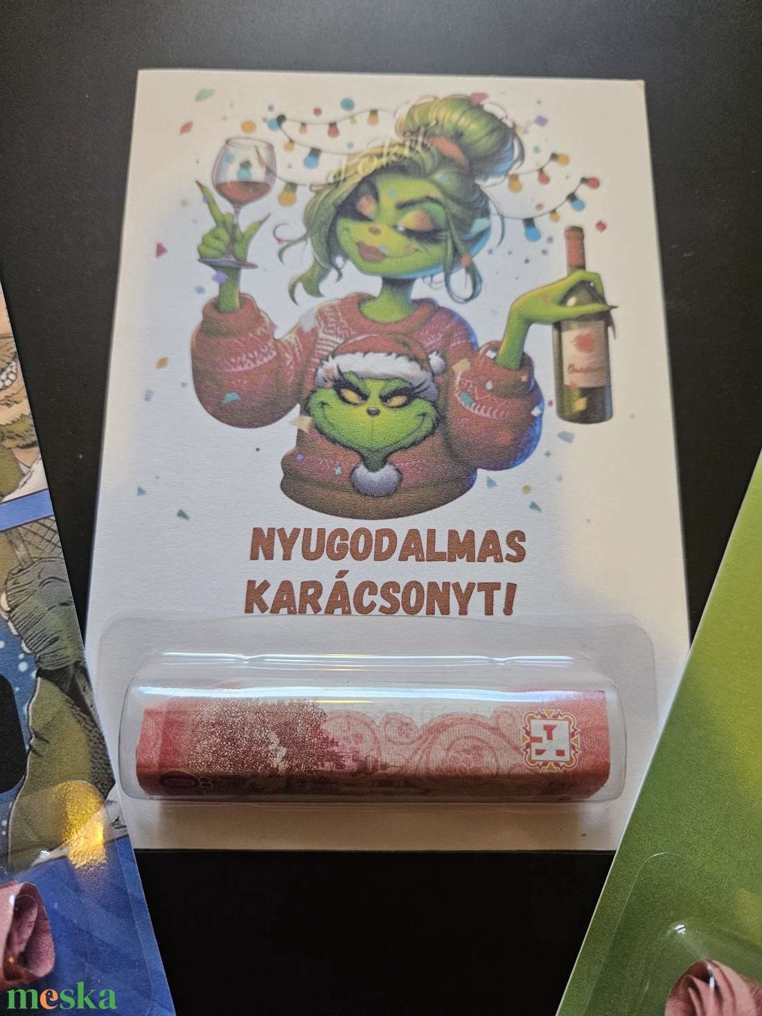 Pénzátadó - karácsony - karácsonyi ajándékozás - karácsonyi képeslap, üdvözlőlap, ajándékkísérő - Meska.hu