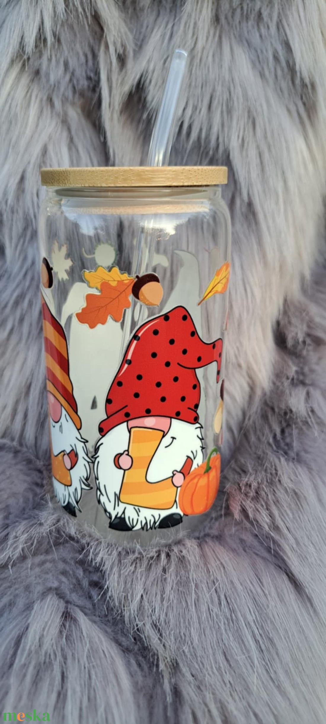 Őszi manó mintájú műanyag pohár - otthon & életmód - konyhafelszerelés, tálalás - tálalás - pohár - Meska.hu