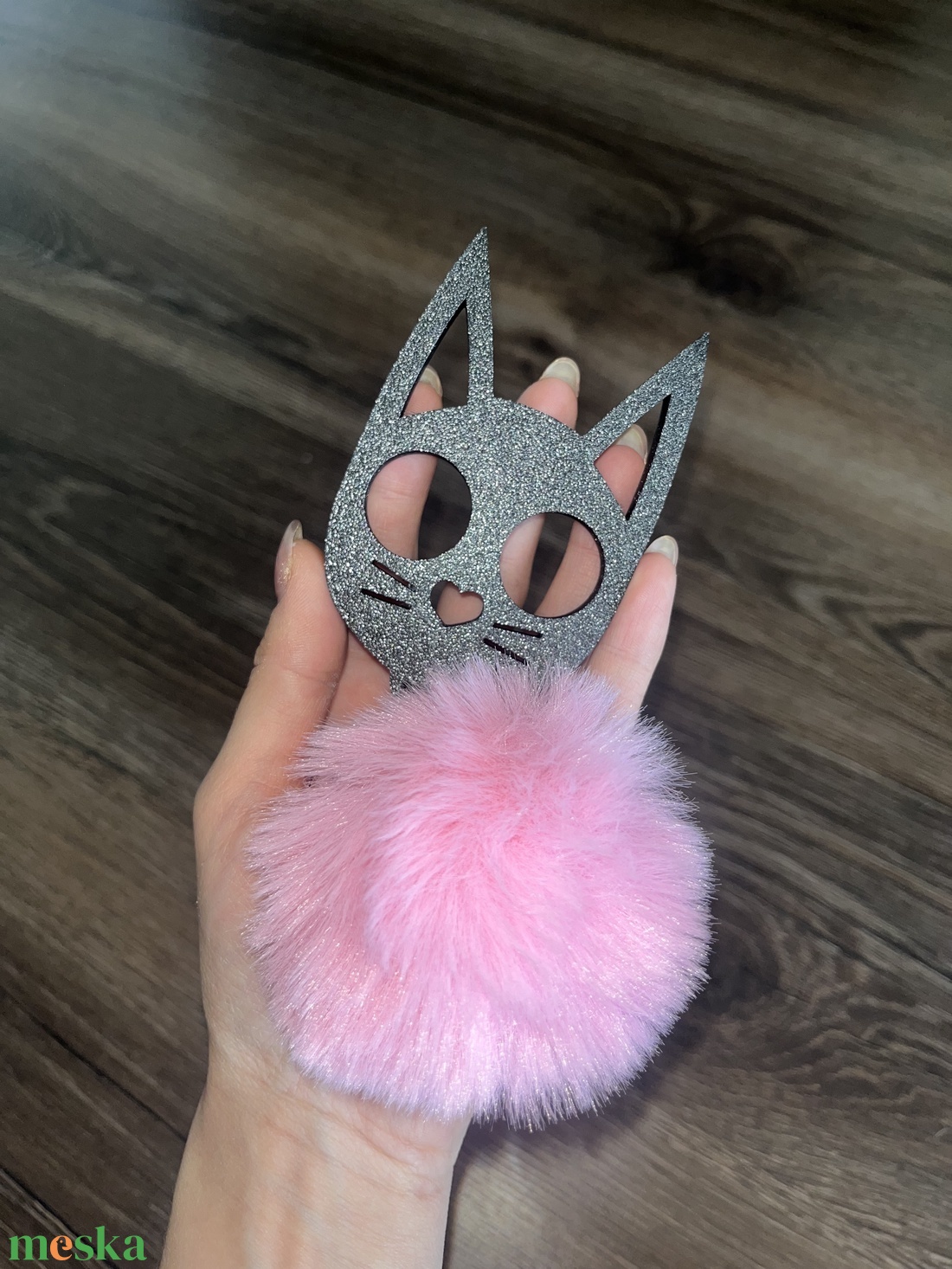 Black Kitty/Pink Tassel - táska & tok - kulcstartó & táskadísz - kulcstartó - Meska.hu