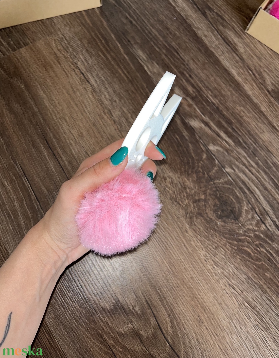 White Kitty/Pink Tassel - táska & tok - kulcstartó & táskadísz - kulcstartó - Meska.hu