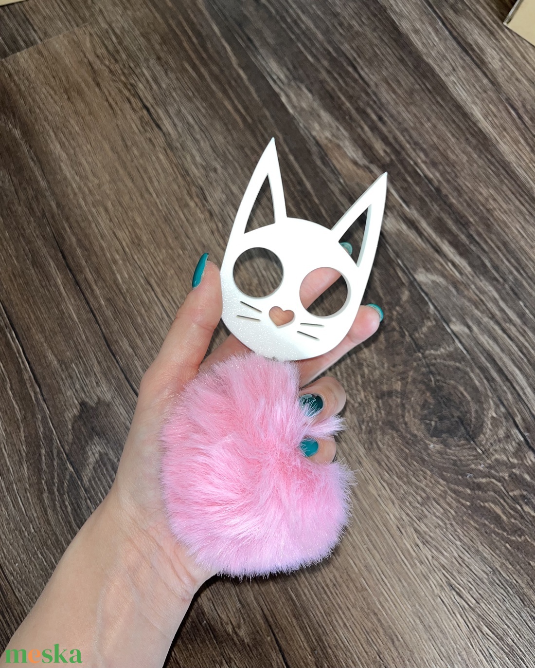 White Kitty/Pink Tassel - táska & tok - kulcstartó & táskadísz - kulcstartó - Meska.hu