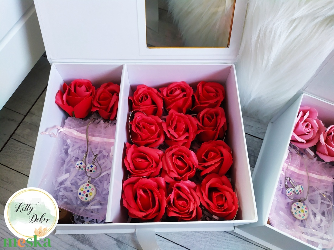 Szappanrózsa ajándék box - ékszer - ékszertartó - ékszerdoboz - Meska.hu