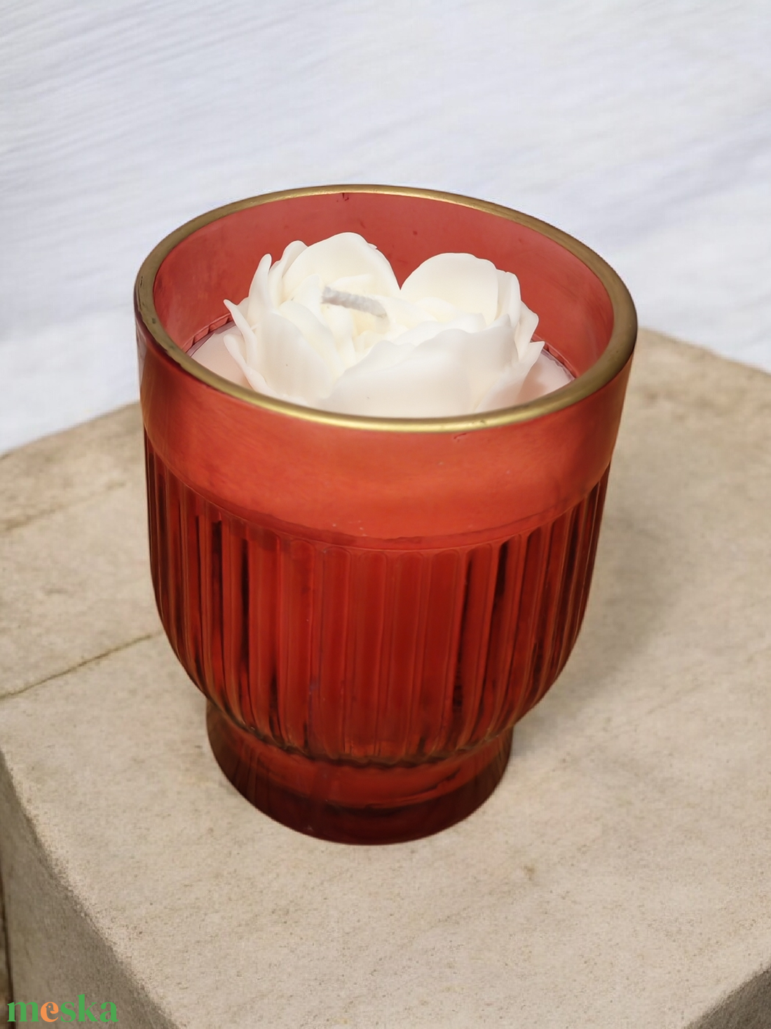 Piros-arany illatos gyertya - otthon & életmód - gyertya, illat, aroma - gyertya - Meska.hu