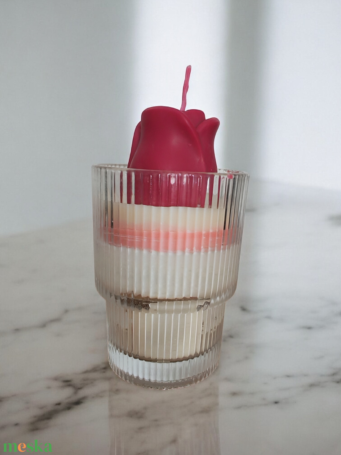 Rózsa gyertya - otthon & életmód - gyertya, illat, aroma - gyertya - Meska.hu