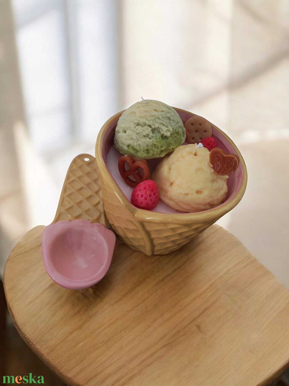 Rózsaszín fagylaltkehely - otthon & életmód - gyertya, illat, aroma - gyertya - Meska.hu