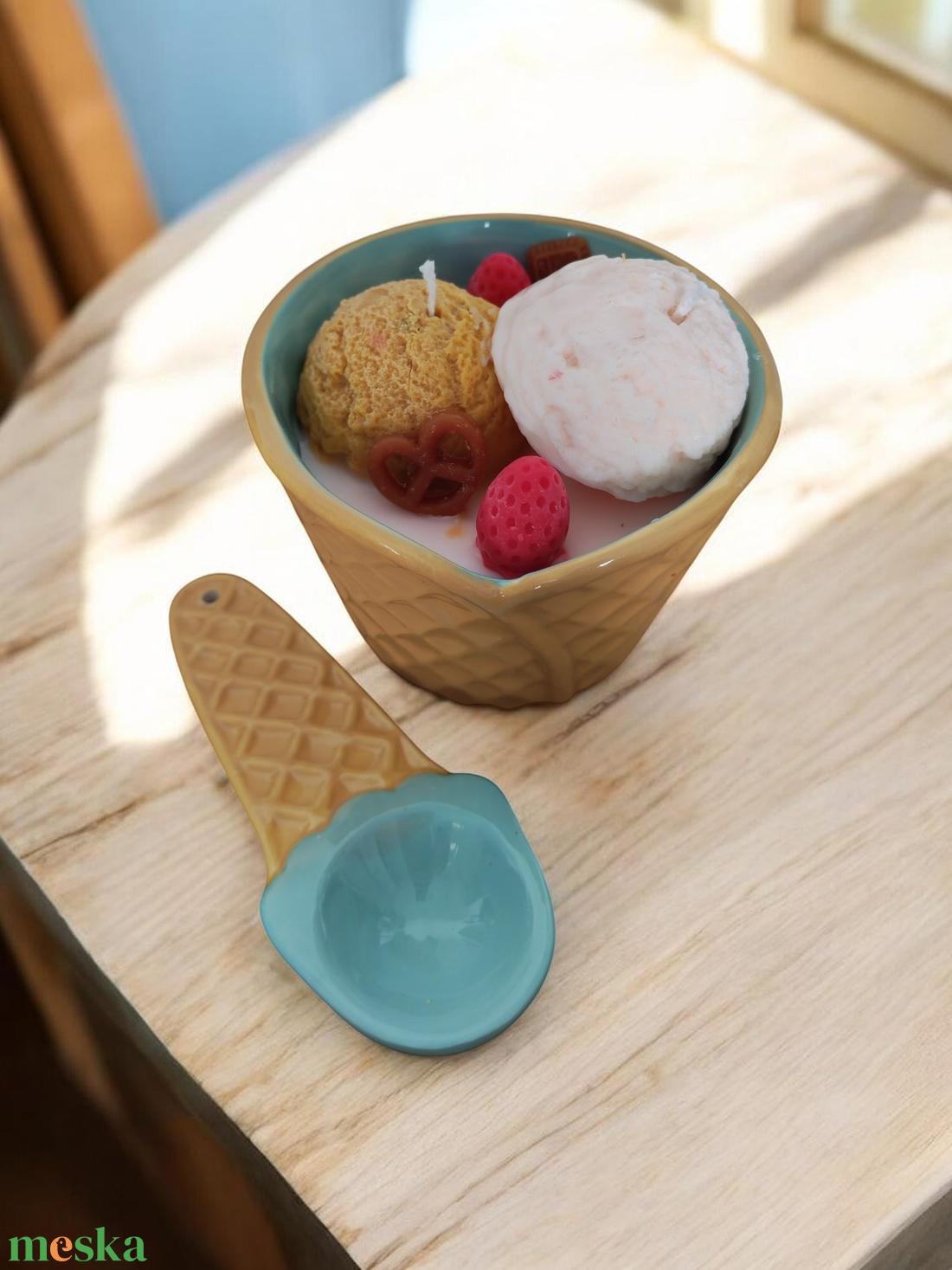 Kék fagylaltkehely - otthon & életmód - gyertya, illat, aroma - gyertya - Meska.hu