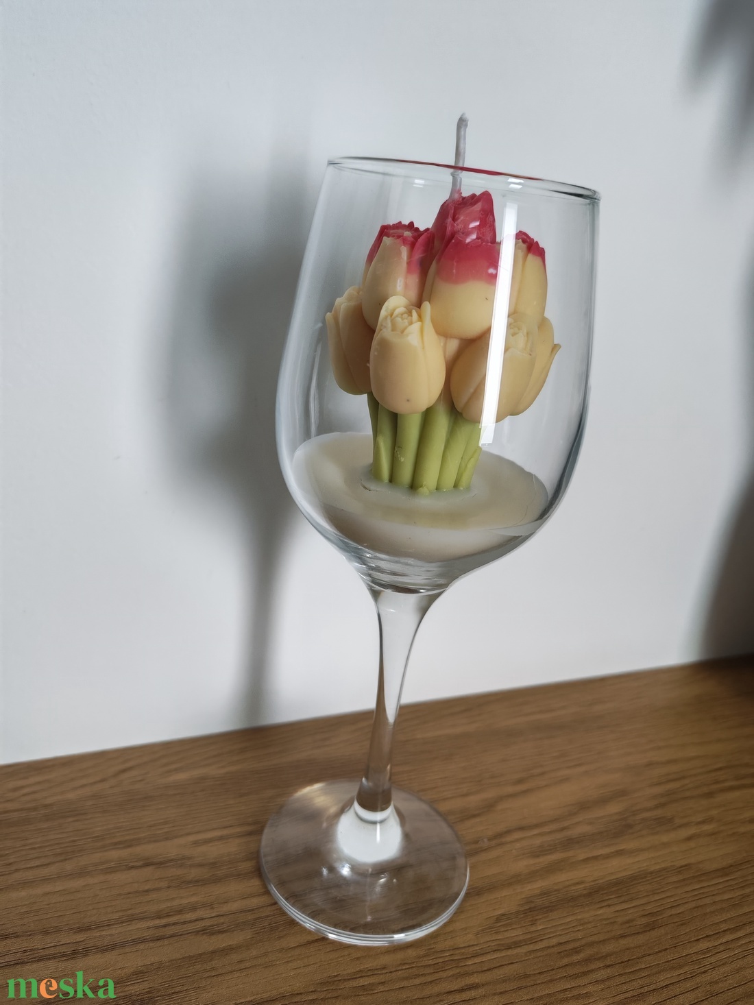  Virágcsokor gyertya elegáns borospohárban  - otthon & életmód - gyertya, illat, aroma - gyertya - Meska.hu