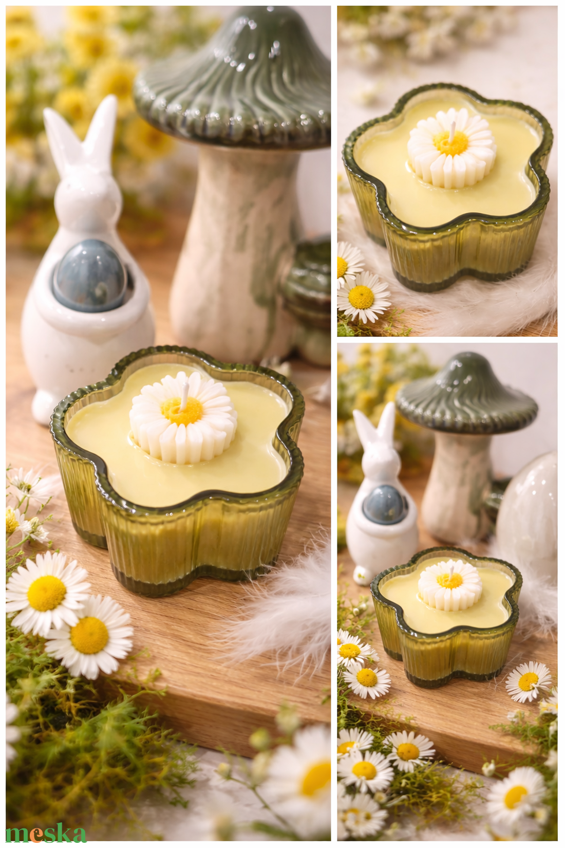 Zöld virág gyertya - otthon & életmód - gyertya, illat, aroma - gyertya - Meska.hu