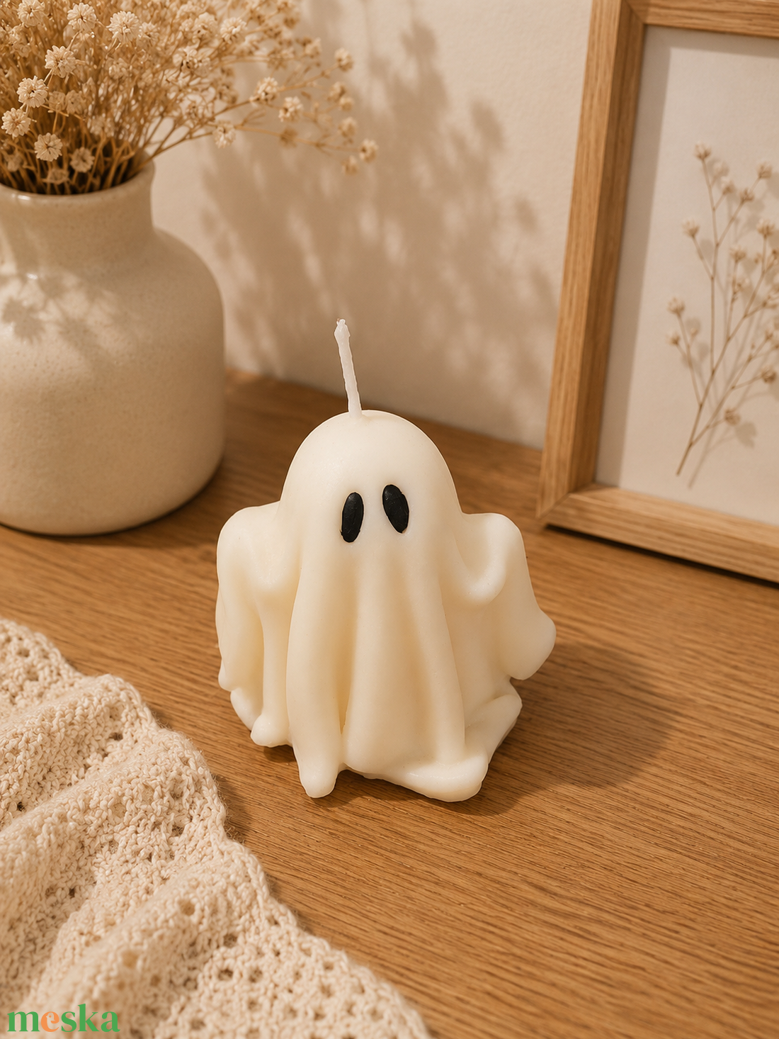 Aranyos szellem alakú formagyertya - Őszi és Halloween dekoráció - otthon & életmód - gyertya, illat, aroma - gyertya - Meska.hu