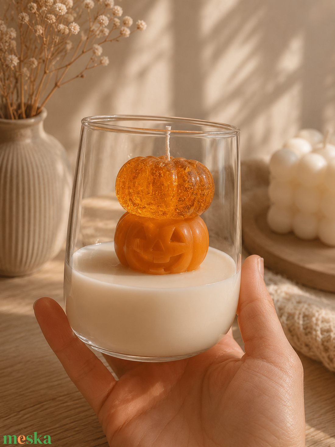 Pumpkin Spice sütőtökös illatosított gyertya üvegpohárban - otthon & életmód - gyertya, illat, aroma - gyertya - Meska.hu