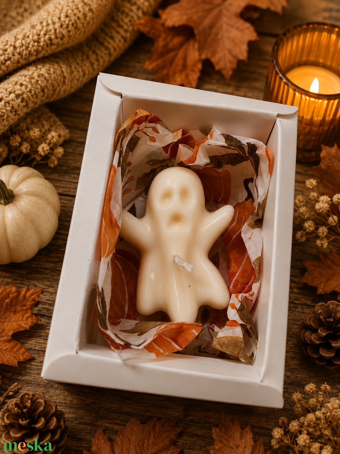 � Kézműves Szellem Gyertya Díszdobozban � Barátságos Halloweeni Hangulat �� - otthon & életmód - gyertya, illat, aroma - gyertya - Meska.hu