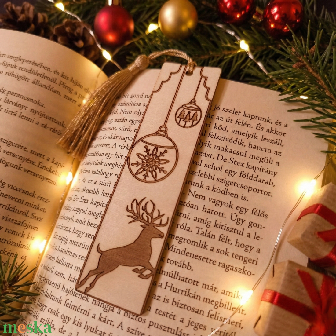 karácsonyi könyvjelző - könyv & zene - könyvjelző - Meska.hu