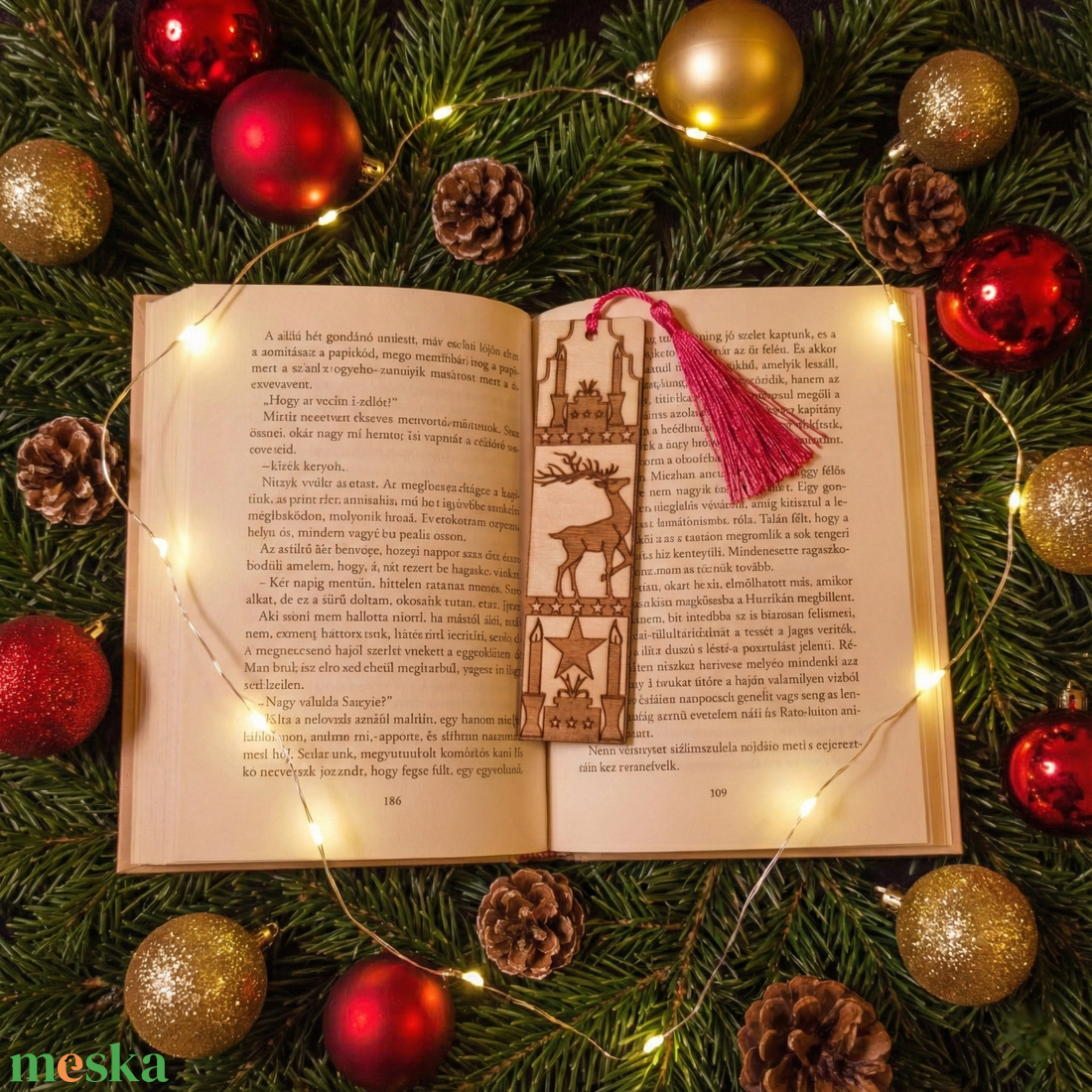 karácsonyi könyvjelző - könyv & zene - könyvjelző - Meska.hu
