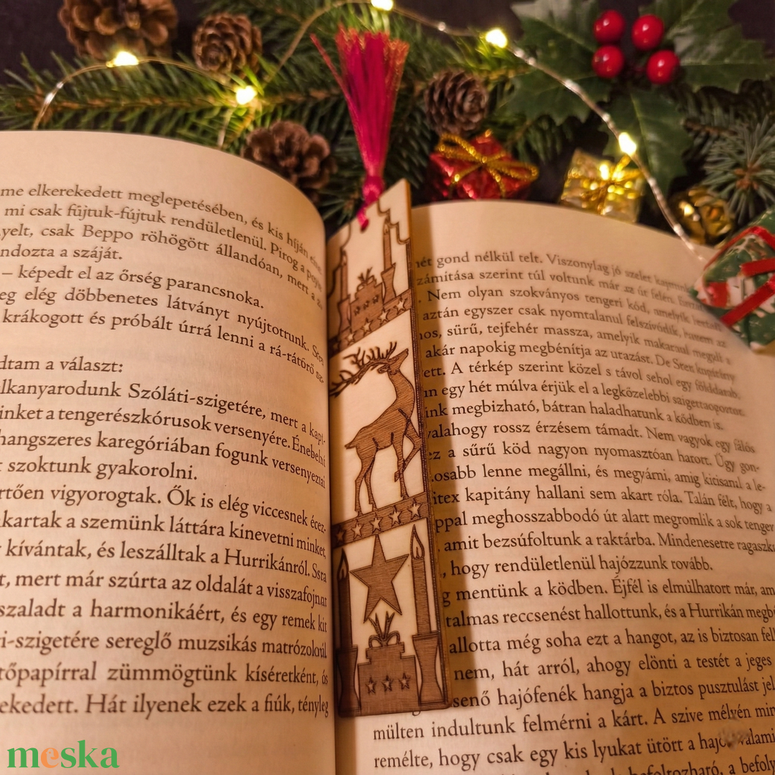 karácsonyi könyvjelző - könyv & zene - könyvjelző - Meska.hu