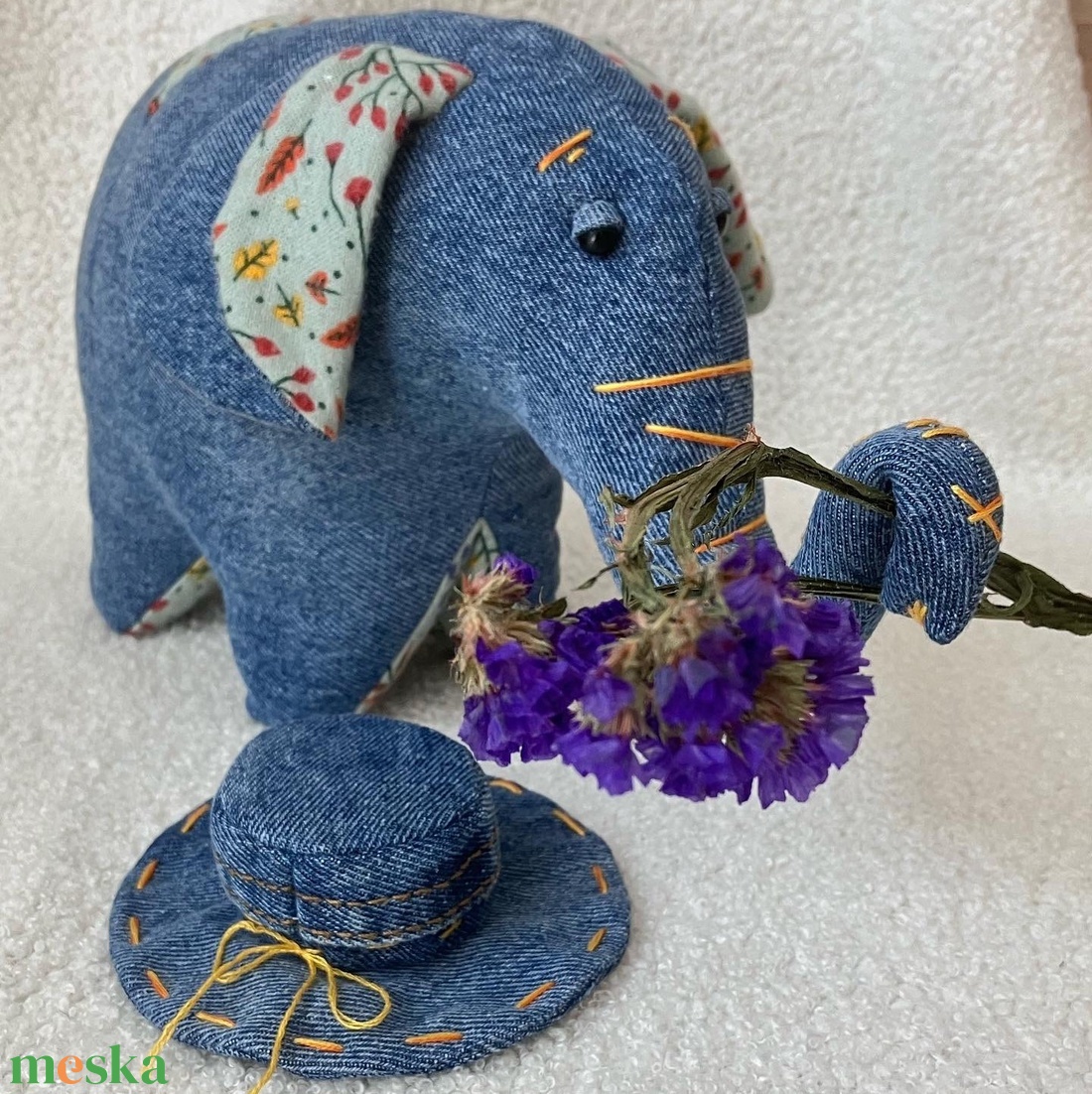 Kézzel készített puha játék farmer elefánt kalapban - játék & sport - plüssállat & játékfigura - elefánt - Meska.hu