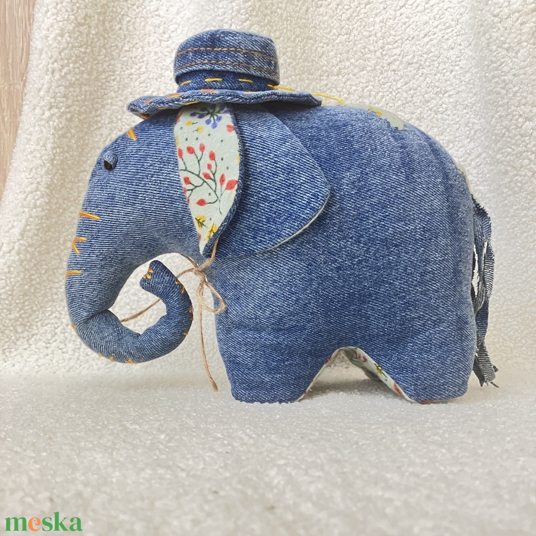 Kézzel készített puha játék farmer elefánt kalapban - játék & sport - plüssállat & játékfigura - elefánt - Meska.hu