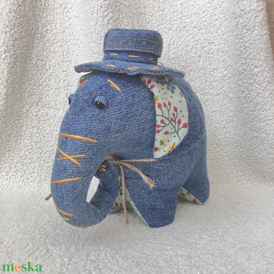 Kézzel készített puha játék farmer elefánt kalapban - játék & sport - plüssállat & játékfigura - elefánt - Meska.hu
