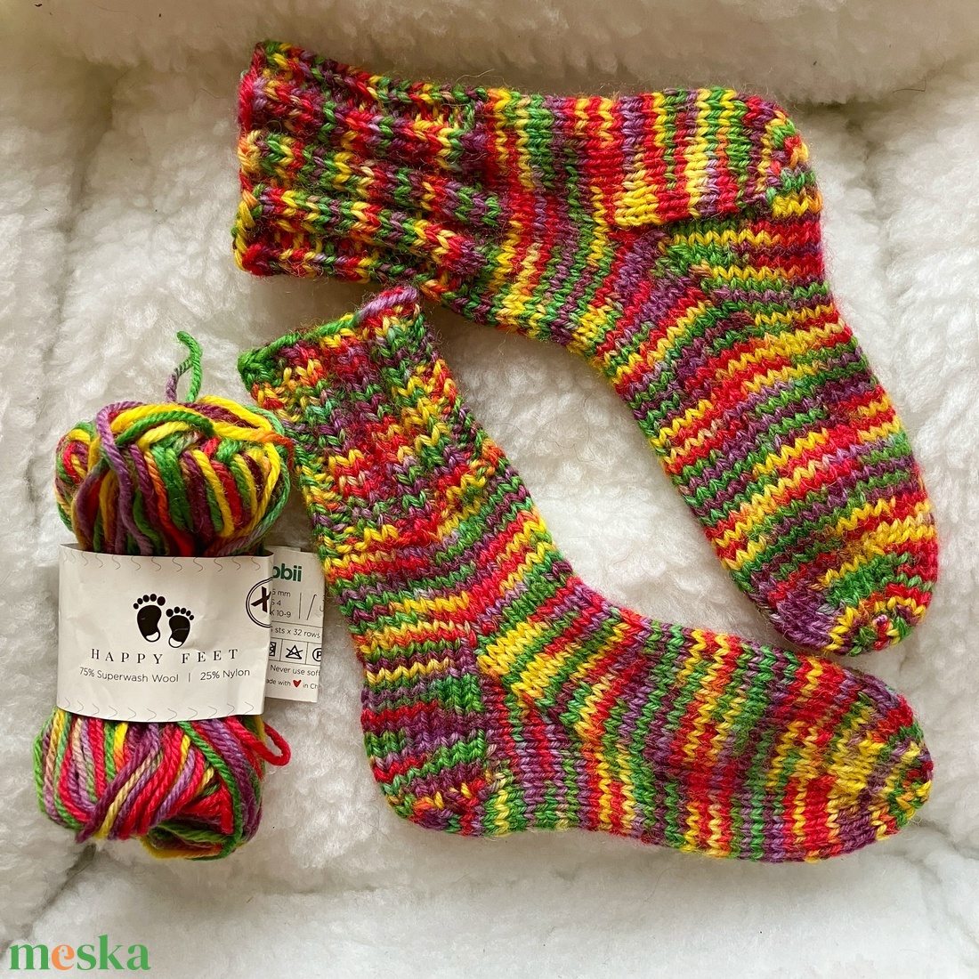 Kézzel kötött gyapjú zokni  tűzijáték  Méret: 24-25 - ruha & divat - cipő & papucs - zokni - Meska.hu