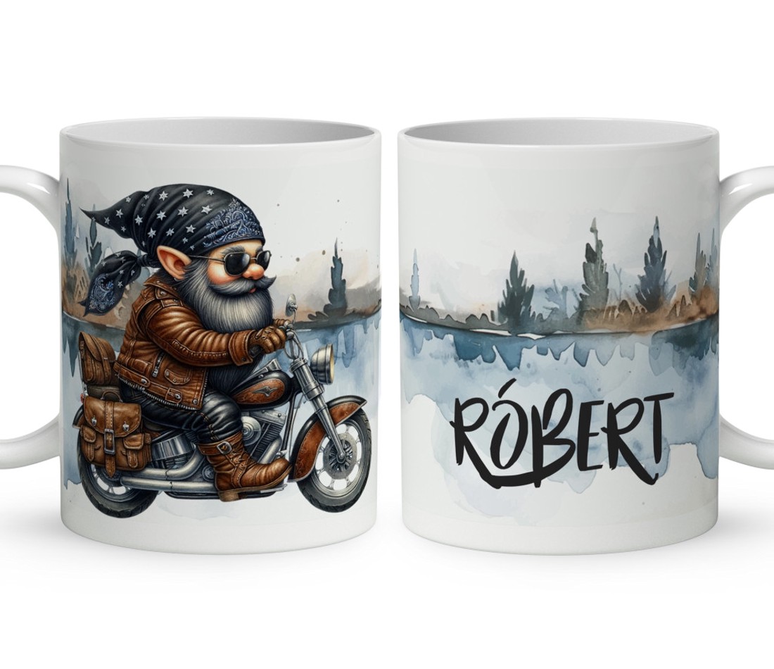 Névvel kérhető - Gumi fákat - Motoros manó mintás bögre - otthon & életmód - konyhafelszerelés, tálalás - tálalás - bögre & csésze - Meska.hu