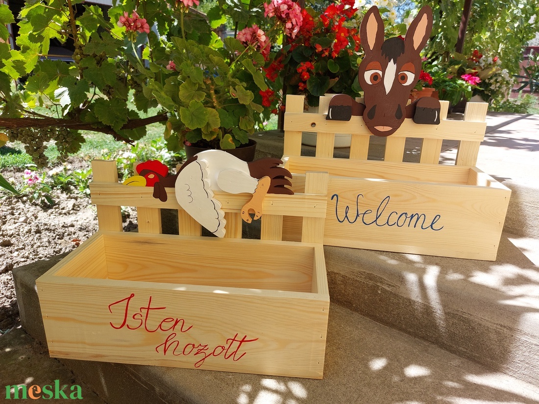 Állatos welcome virágláda  - otthon & életmód - ház & kert - virágláda, balkonláda - Meska.hu