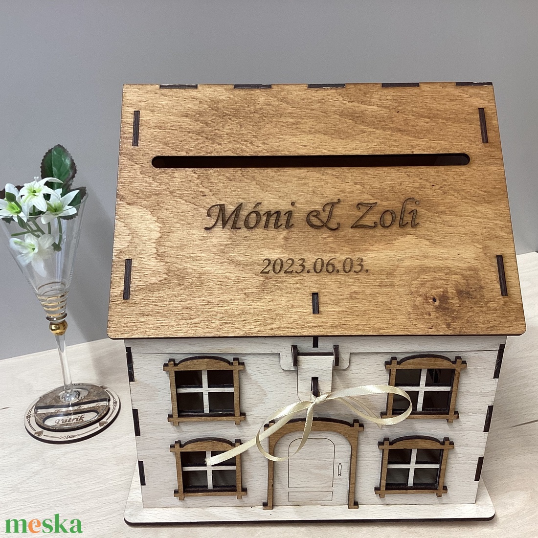 Nászajándék boríték NAGY 32x32 gyűjtő házikó  - esküvő - emlék & ajándék - doboz - Meska.hu
