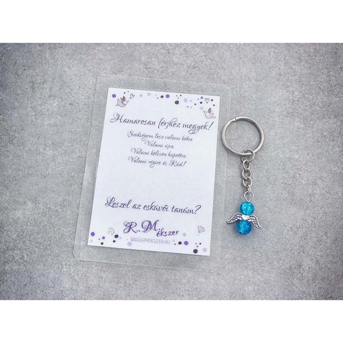 Hamarosan férjhez megyek kék angyal medálos kulcstartó - esküvő - meghívó & kártya - tanú felkérő - Meska.hu