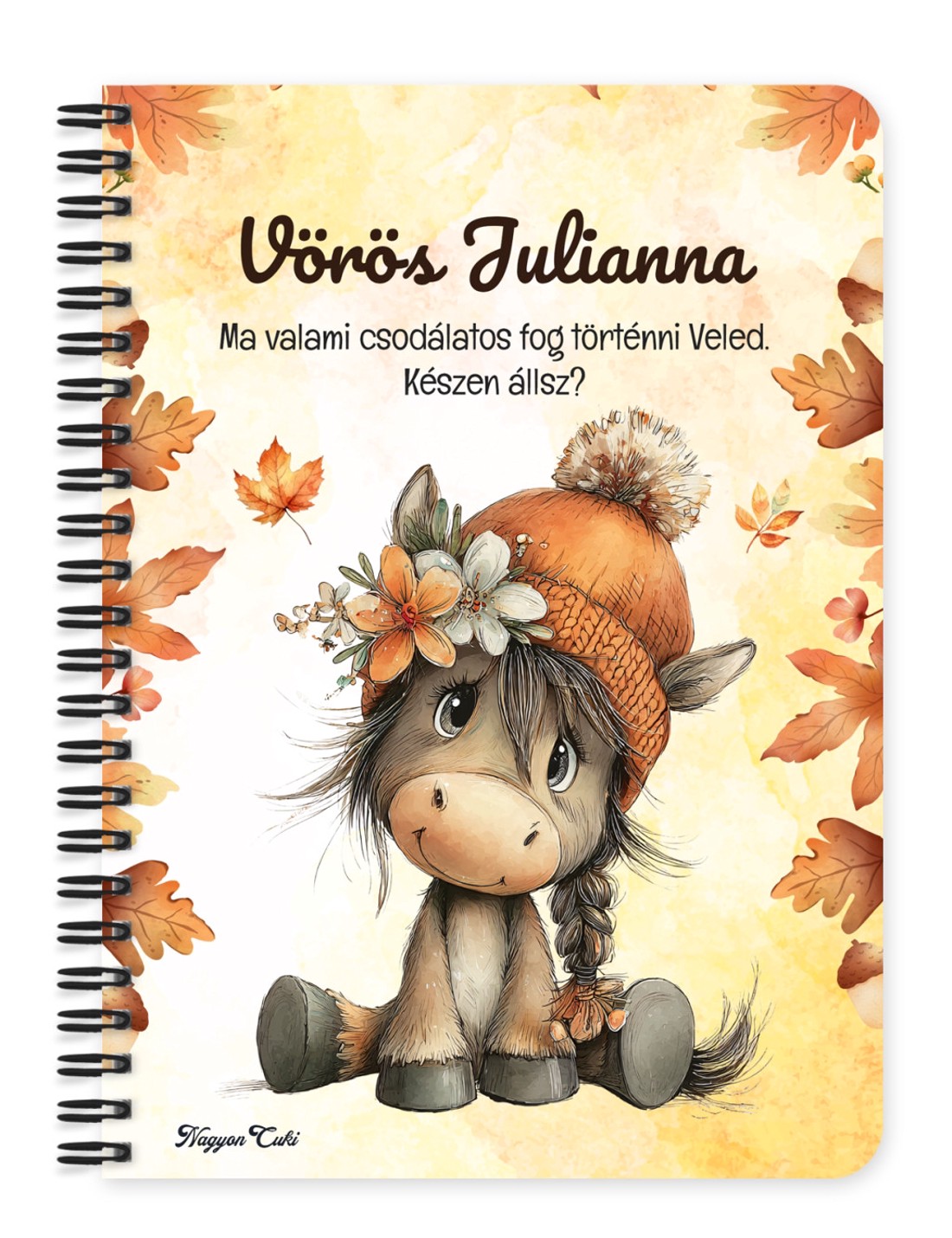 Személyre szabható - Cuki őszi póni csüccs mintás A5-ös füzet - otthon & életmód - papír, írószer - jegyzetfüzet & napló - Meska.hu