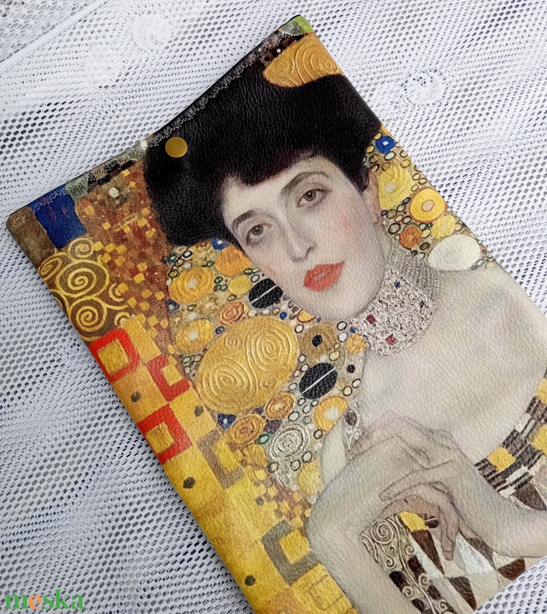 Textilbőr könyvtok, Klimt, Adele portréjával - könyv & zene - könyvtok - Meska.hu