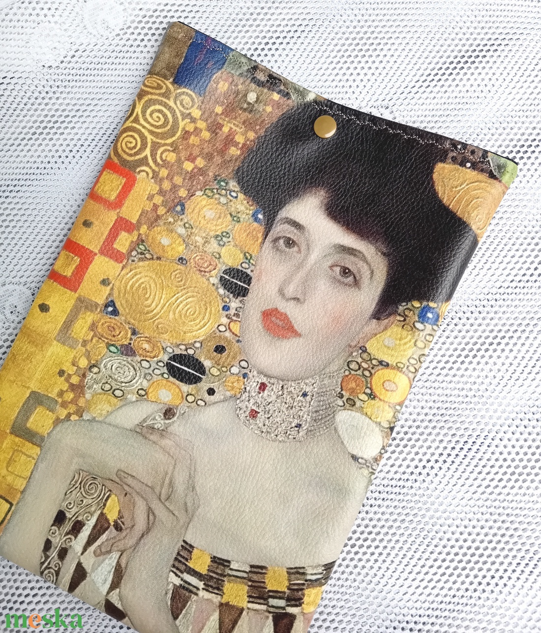 Textilbőr könyvtok, Klimt, Adele portréjával - könyv & zene - könyvtok - Meska.hu