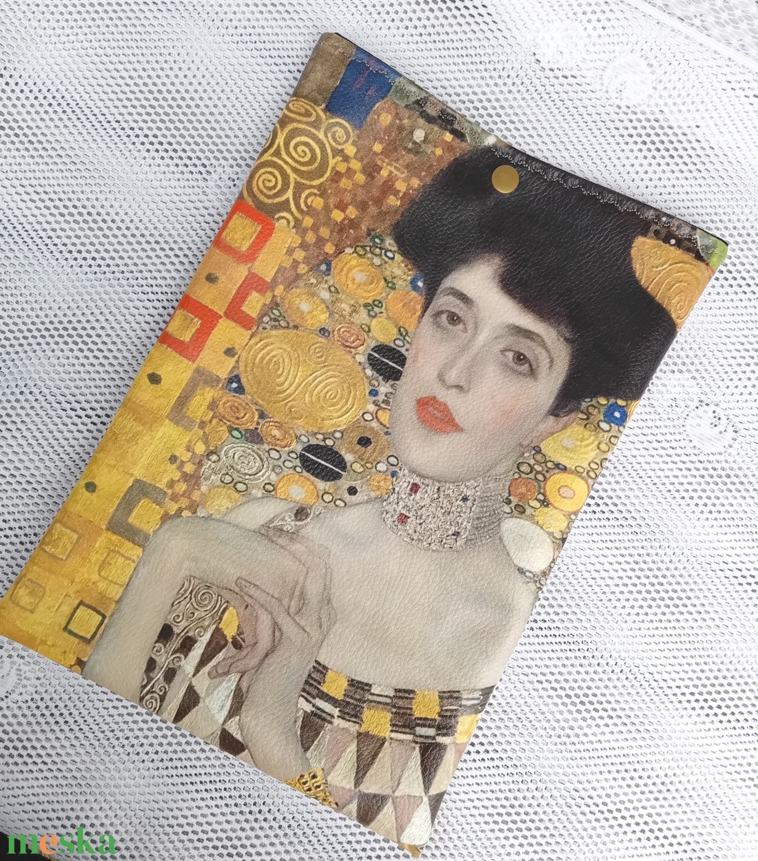 Textilbőr könyvtok, Klimt, Adele portréjával - könyv & zene - könyvtok - Meska.hu