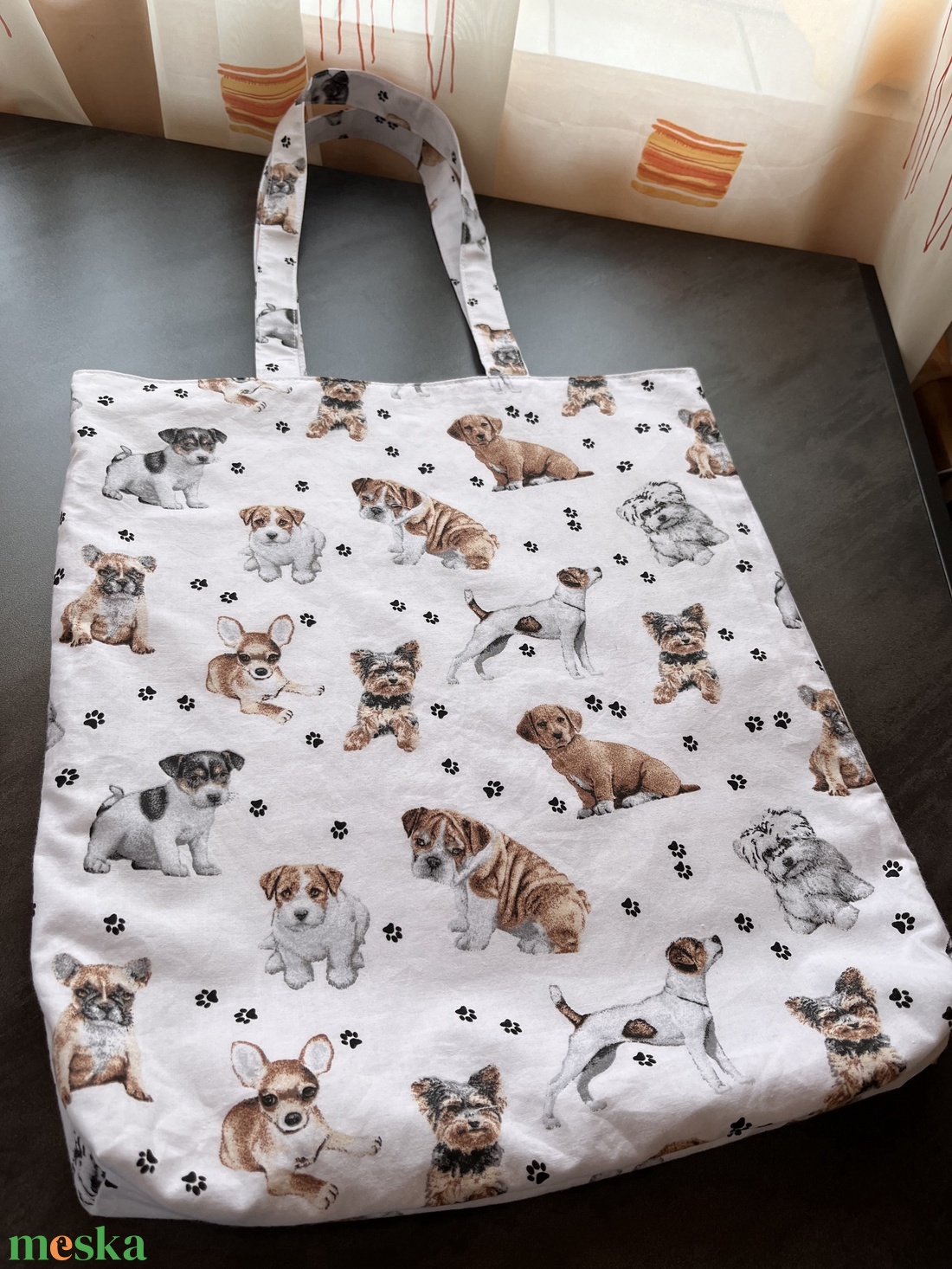 Kutyás vászontáska - táska & tok - bevásárlás & shopper táska - kenyeres zsák - Meska.hu