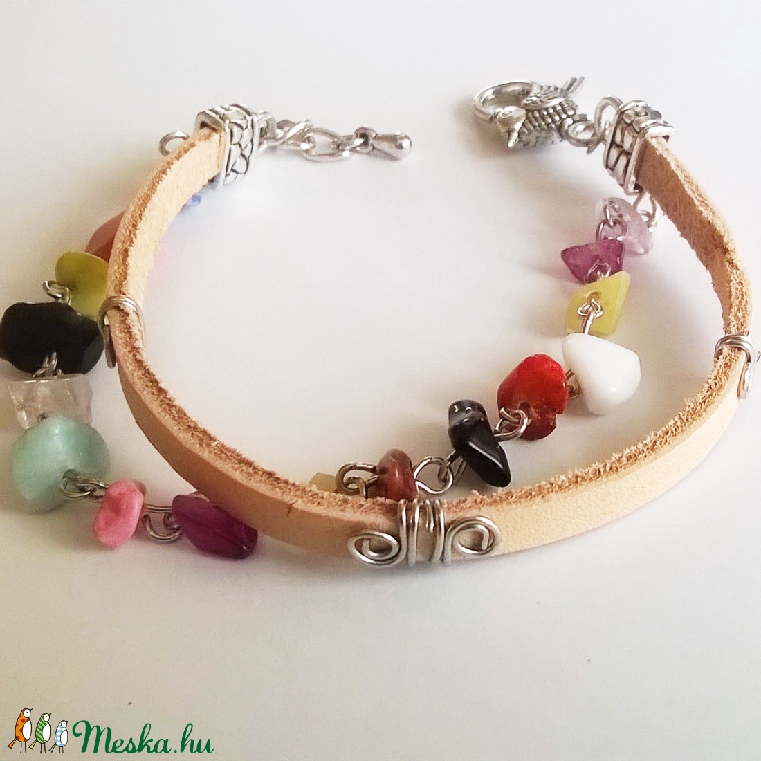 Natúr marhabőr és ásvány karkötő -  - Meska.hu