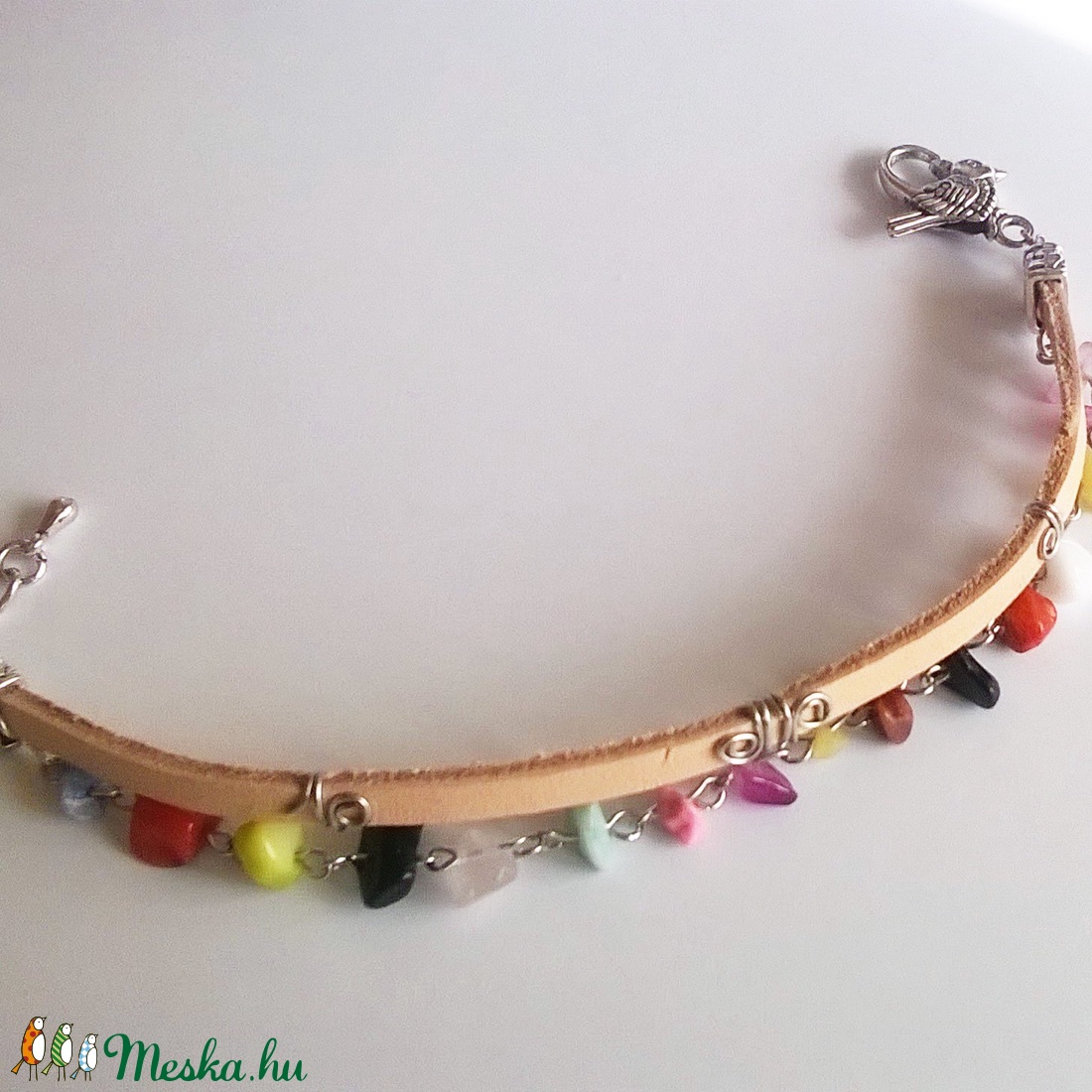 Natúr marhabőr és ásvány karkötő -  - Meska.hu