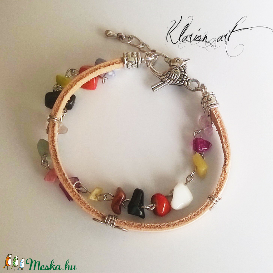 Natúr marhabőr és ásvány karkötő -  - Meska.hu