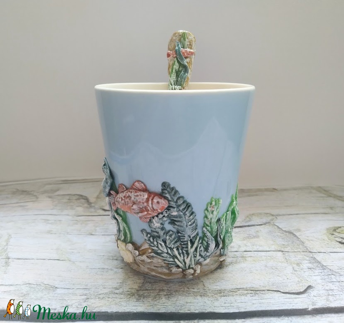 Mint hal a vízben, kiskanál és bögre kedves halakkal - diy (csináld magad) - szabásminta, útmutató - Meska.hu