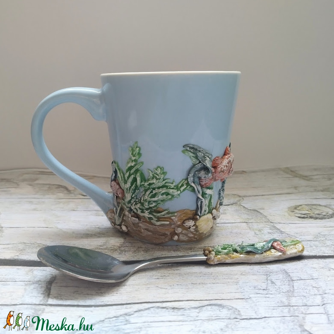 Mint hal a vízben, kiskanál és bögre kedves halakkal - diy (csináld magad) - szabásminta, útmutató - Meska.hu