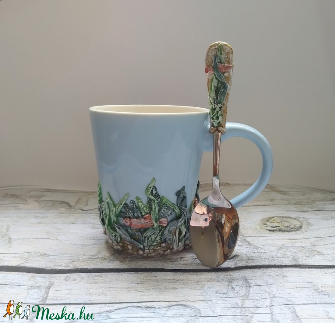 Mint hal a vízben, kiskanál és bögre kedves halakkal - diy (csináld magad) - szabásminta, útmutató - Meska.hu