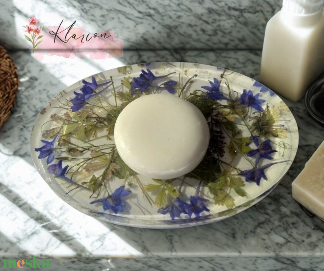 Szappantartó szárított virágokkal, levelekkel gyantába öntve - otthon & életmód - fürdőszoba - szappantartó - Meska.hu