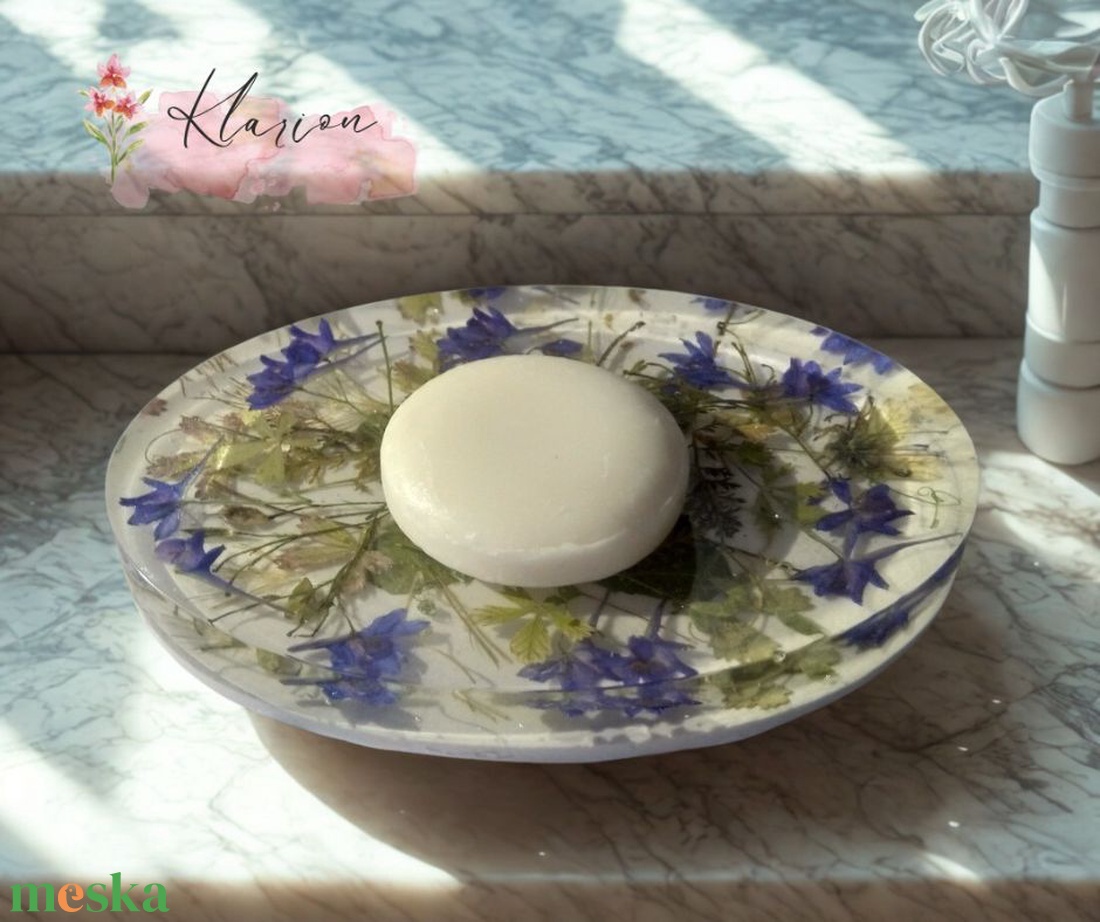 Szappantartó szárított virágokkal, levelekkel gyantába öntve - otthon & életmód - fürdőszoba - szappantartó - Meska.hu