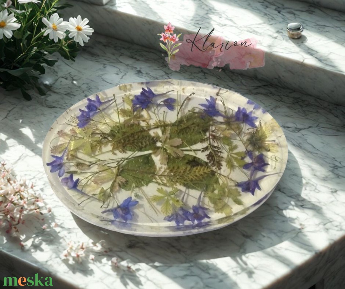 Szappantartó szárított virágokkal, levelekkel gyantába öntve - otthon & életmód - fürdőszoba - szappantartó - Meska.hu