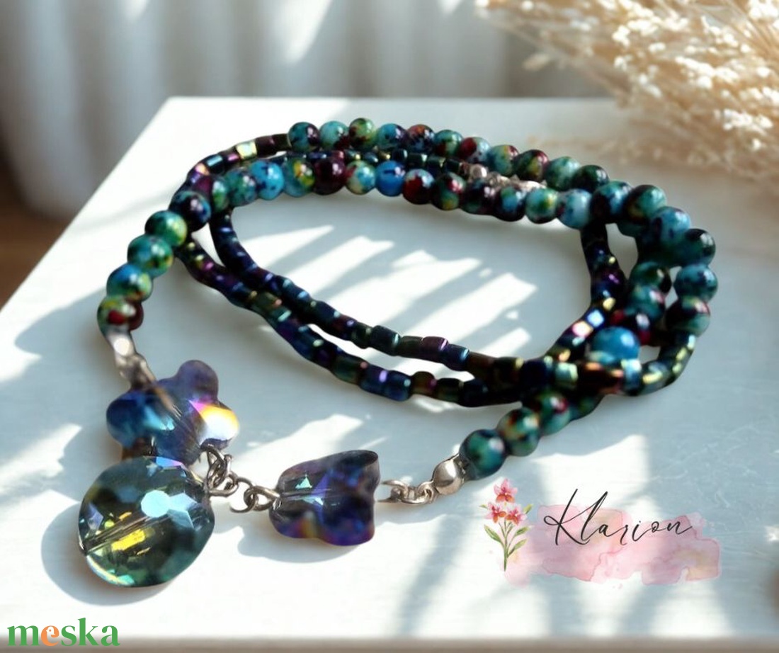 Kristályos ragyogásnyaklánc - ékszer - nyaklánc - gyöngyös nyaklánc - Meska.hu