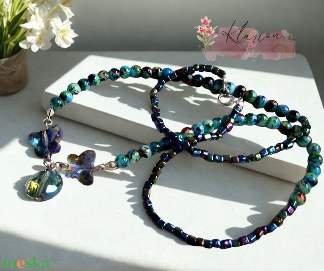 Kristályos ragyogásnyaklánc - ékszer - nyaklánc - gyöngyös nyaklánc - Meska.hu