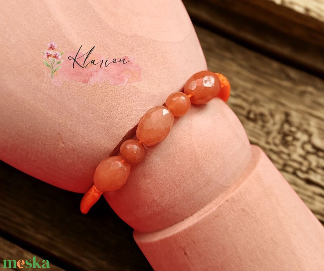 Karneol ásvány karkötő - ékszer - karkötő - gyöngyös karkötő - Meska.hu